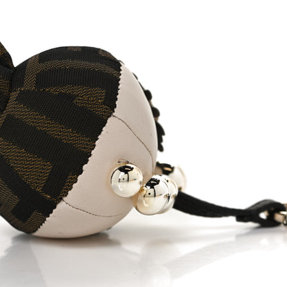 Fendi Nappa Zucca Zucchino Pearl F is Fendi Space Monkey Bag Charm Camelia Carbone Mogano Panna 4 of 5