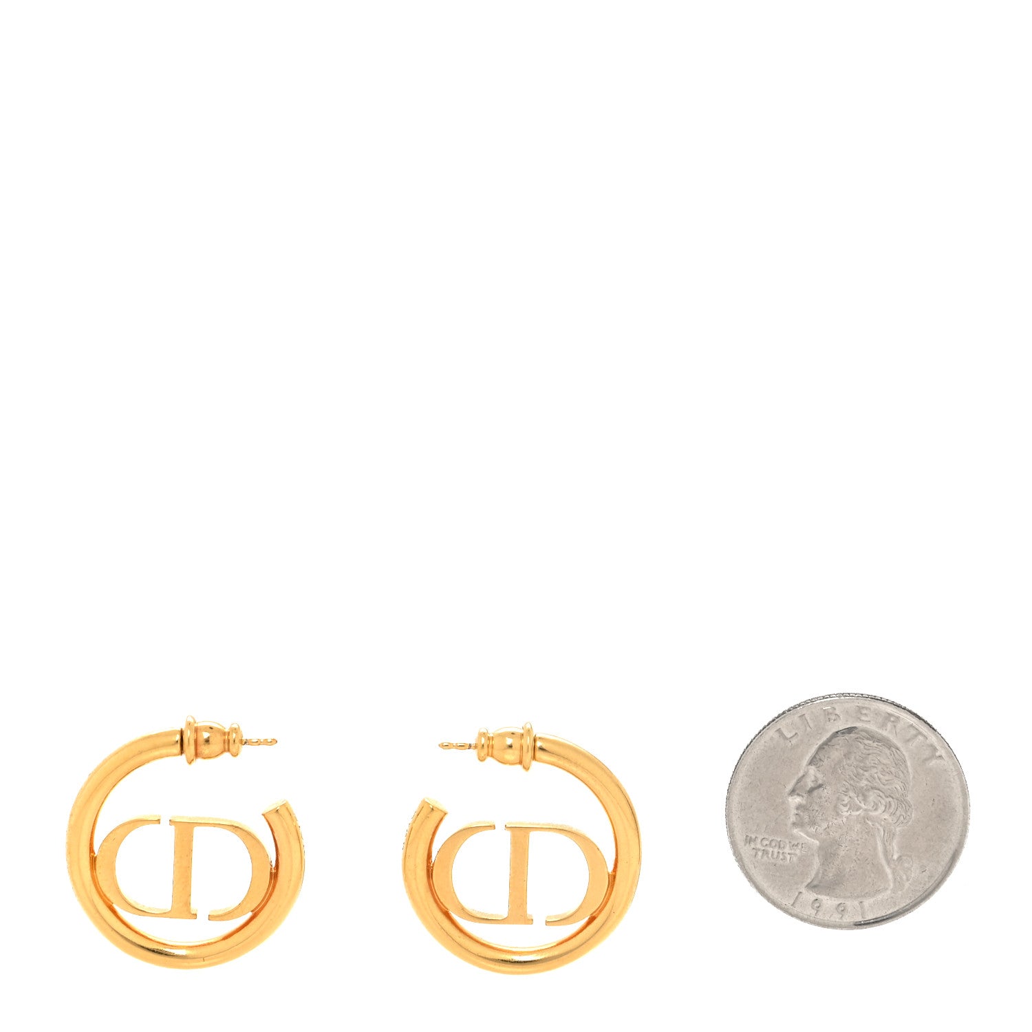 Christian Dior Metal 30 Montaigne Hoop Earrings Aged Gold 2 of 5