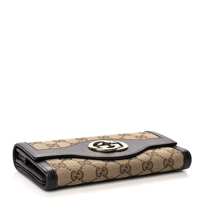 Gucci Monogram Margaux Calfskin Sukey Continental Wallet Beige Ebony Cocoa 4 of 13