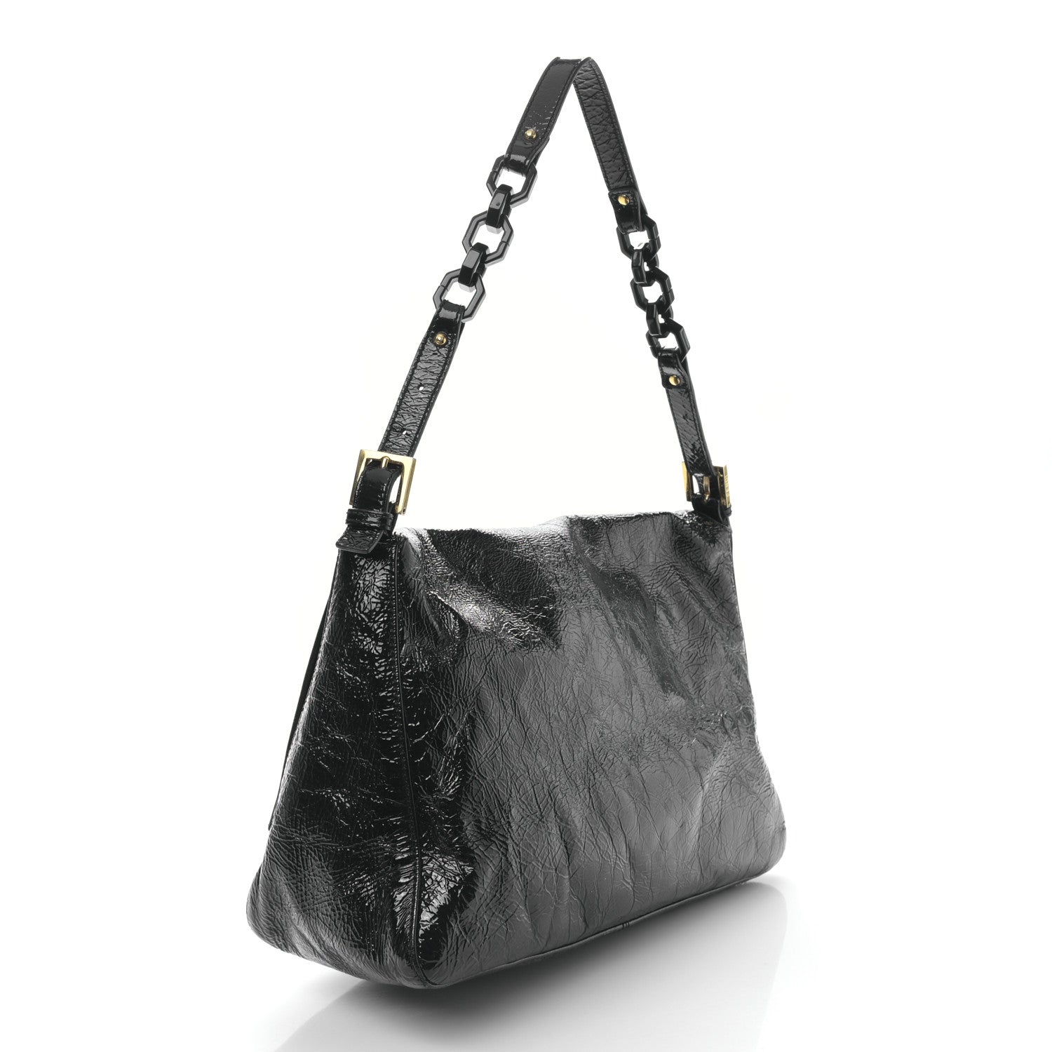 Fendi Patent Chamois Big Mama Baguette Black 3 of 9