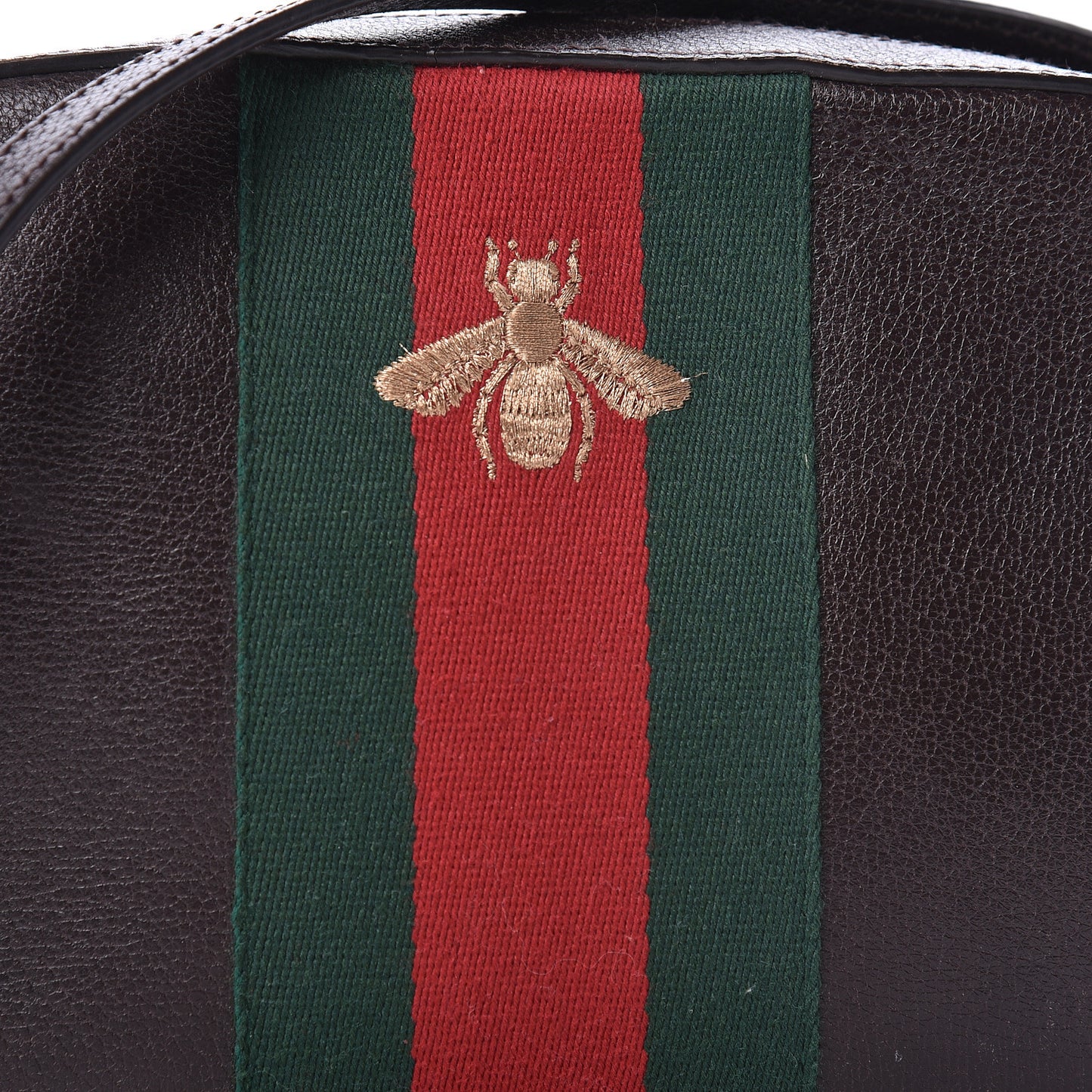 Textured Calfskin Web Small Webby Bee Shoulder Bag Brown Coffee