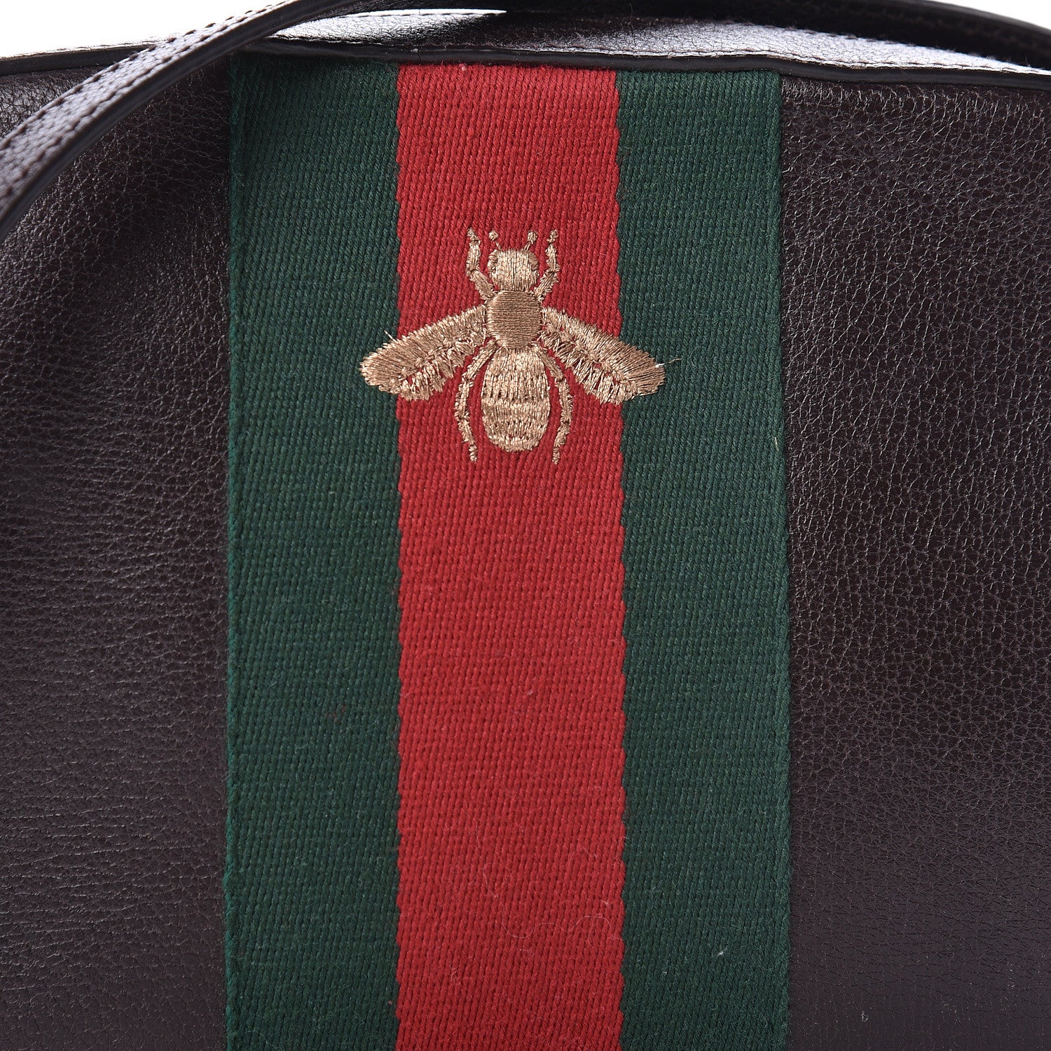 Gucci Textured Calfskin Web Small Webby Bee Shoulder Bag Brown Coffee 5 of 24