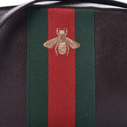 Gucci Textured Calfskin Web Small Webby Bee Shoulder Bag Brown Coffee 5 of 24