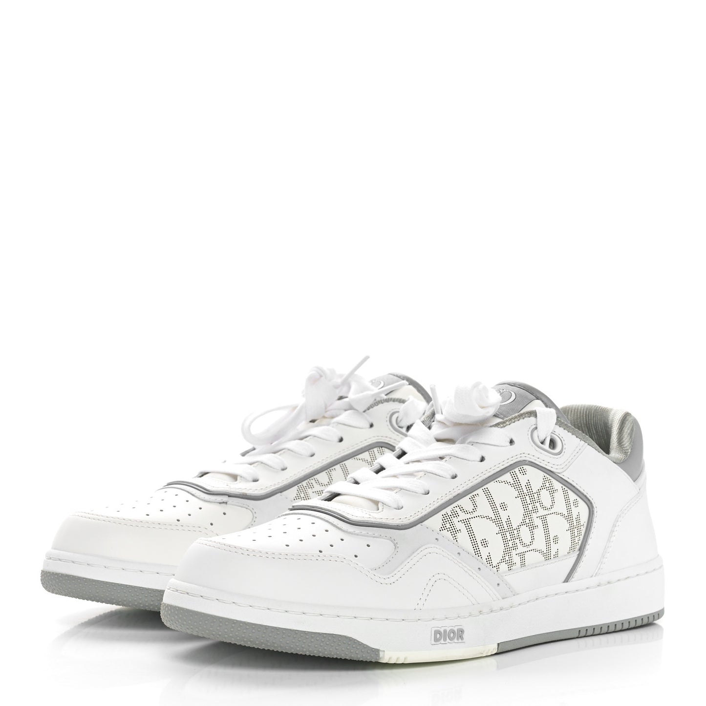 Smooth Calfskin Oblique Galaxy Perforated Mens B27 Low Top Sneakers 43 White Grey