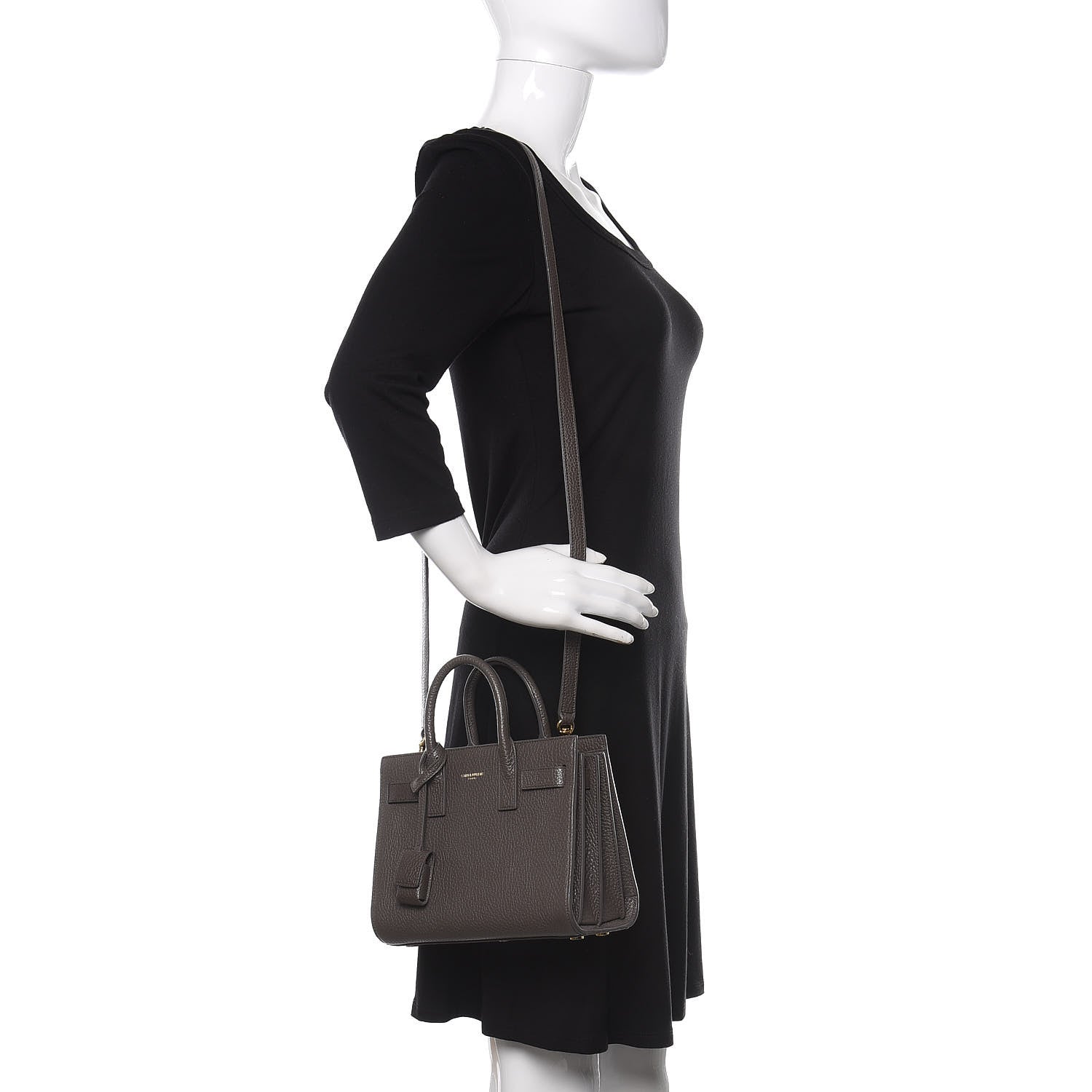 Saint Laurent Grained Calfskin Nano Sac De Jour Fog 2 of 9