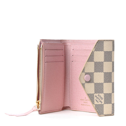Louis Vuitton Damier Azur Victorine Wallet Rose Ballerine 4 of 5