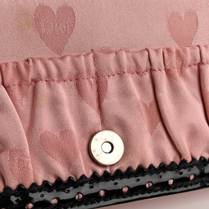Christian Dior Satin Patent Heart D Trick Clutch Pink Black 14 of 14