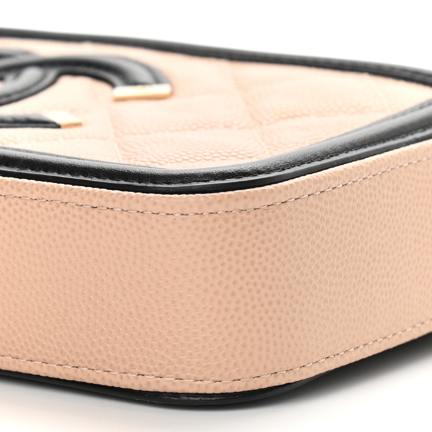 Chanel Caviar Quilted CC Filigree Clutch With Chain Beige Black 11 of 11
