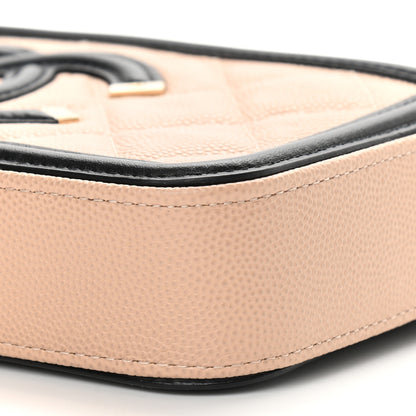 Chanel Caviar Quilted CC Filigree Clutch With Chain Beige Black 11 of 11