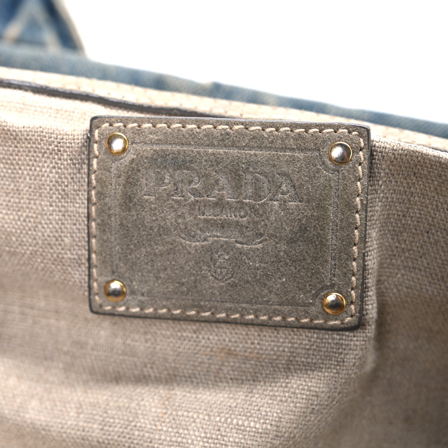 Prada Denim Canapa Logo Shoulder Bag 6 of 12