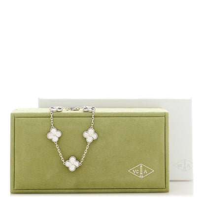 Van Cleef & Arpels 18K White Gold 5 Motifs Guilloche Vintage Alhambra Bracelet 5 of 5