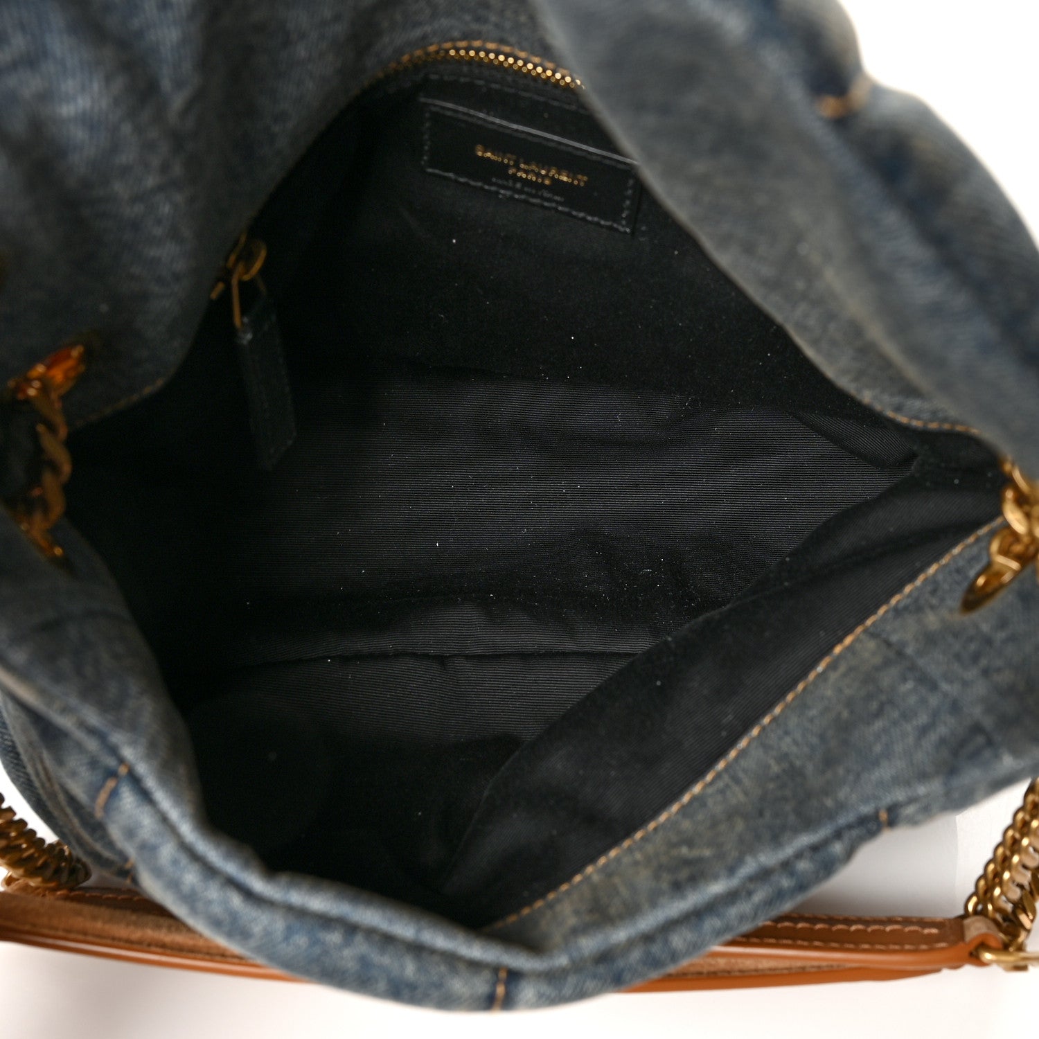 Saint Laurent Denim Quilted Small Loulou Puffer Monogram Chain Satchel Blue Cinnamon 5 of 10
