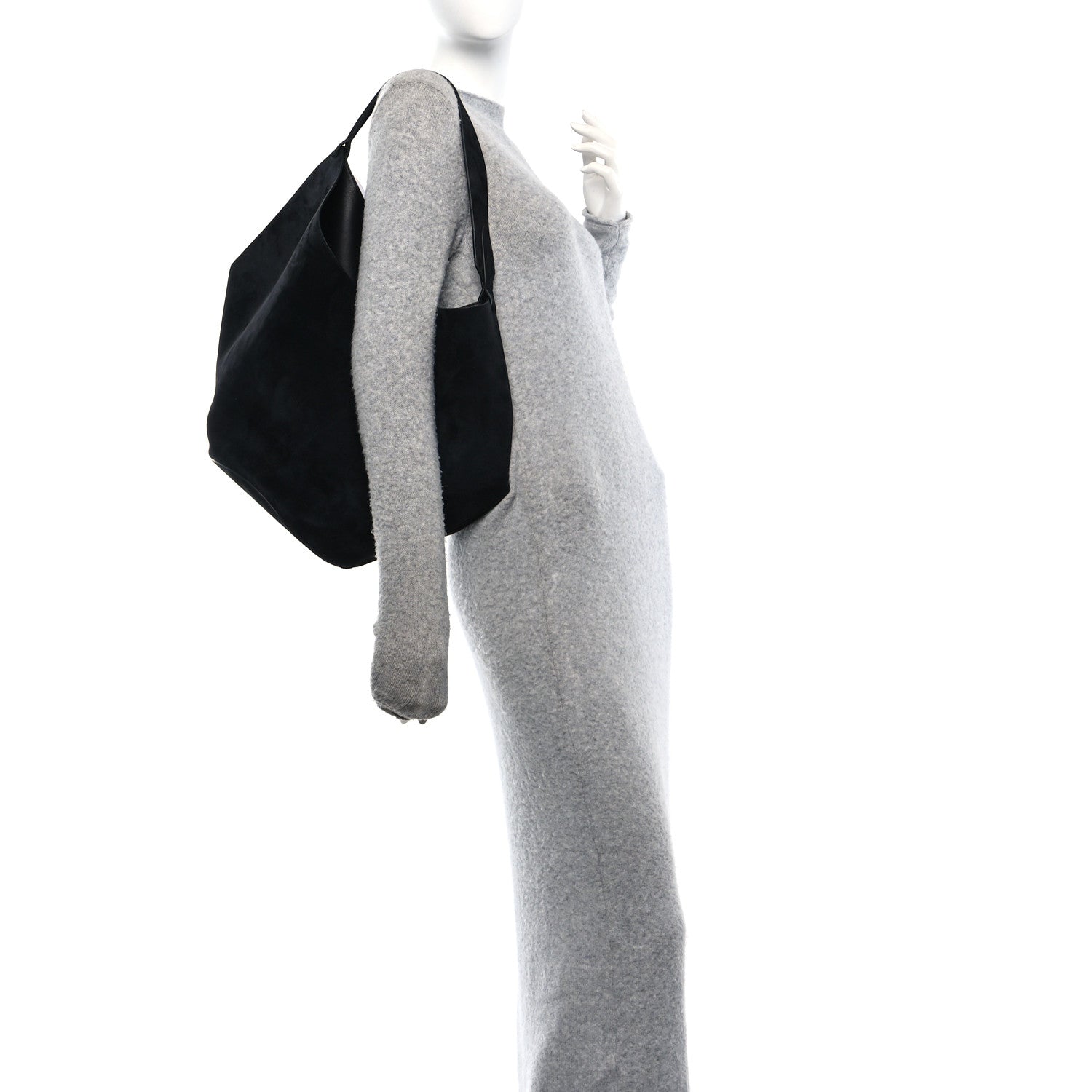Khaite Suede Calfskin Medium Lotus Tote  Black 2 of 10