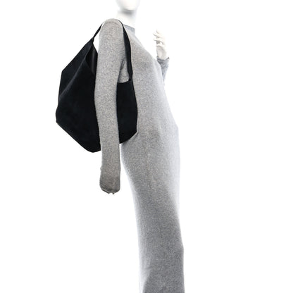 Khaite Suede Calfskin Medium Lotus Tote  Black 2 of 10