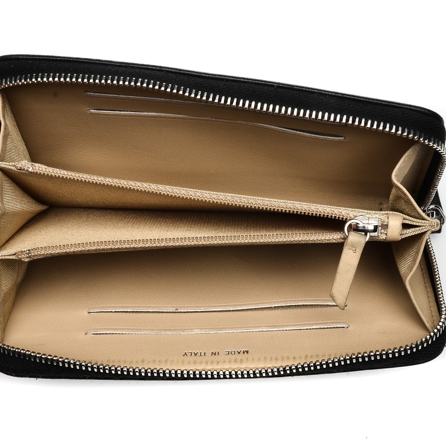 Lambskin Small CC Zip Around Wallet Black Beige
