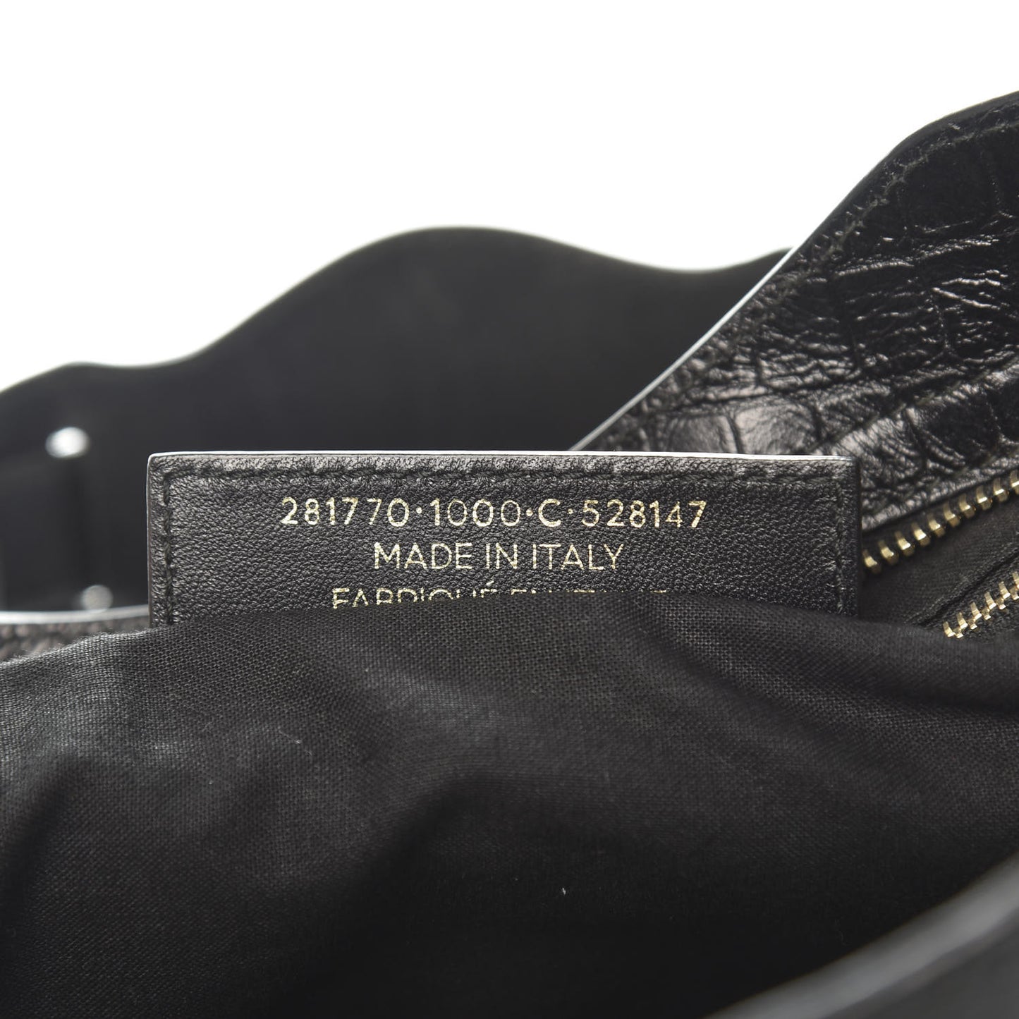 Calfskin Crocodile Embossed Giant 12 Gold Hardware City Black
