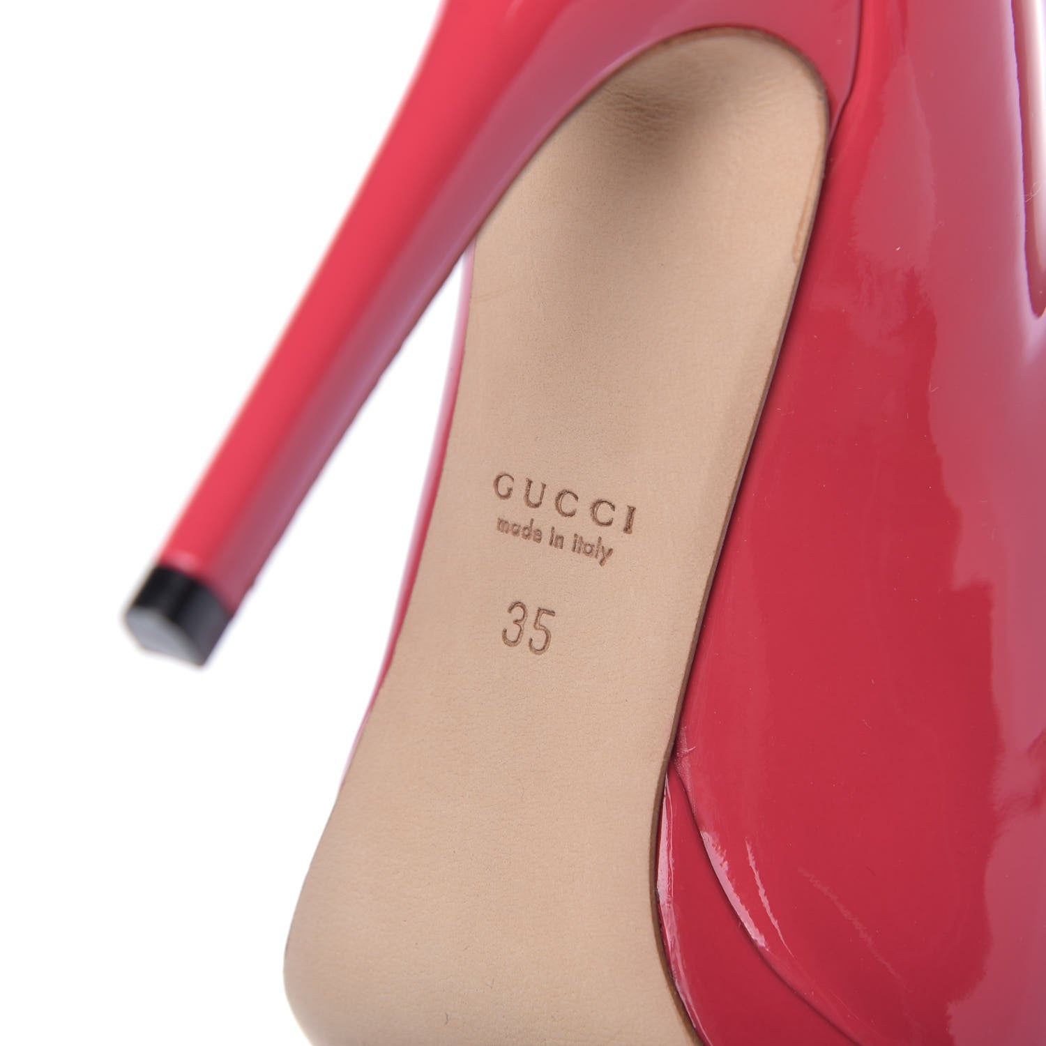 Gucci Patent Horsebit Peep Toe Pumps 35 Pink 9 of 11