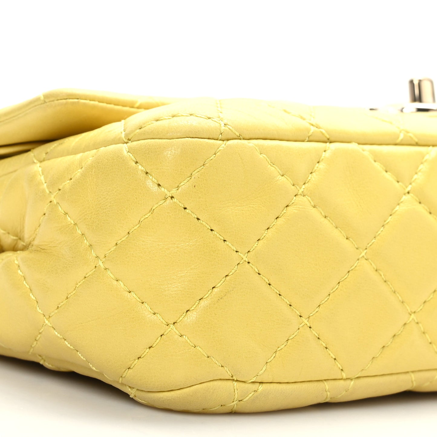 Lambskin Quilted Medium Double Flap Yellow