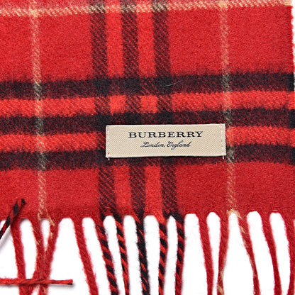 Burberry Cashmere Vintage Check Fringe Scarf Red 4 of 5