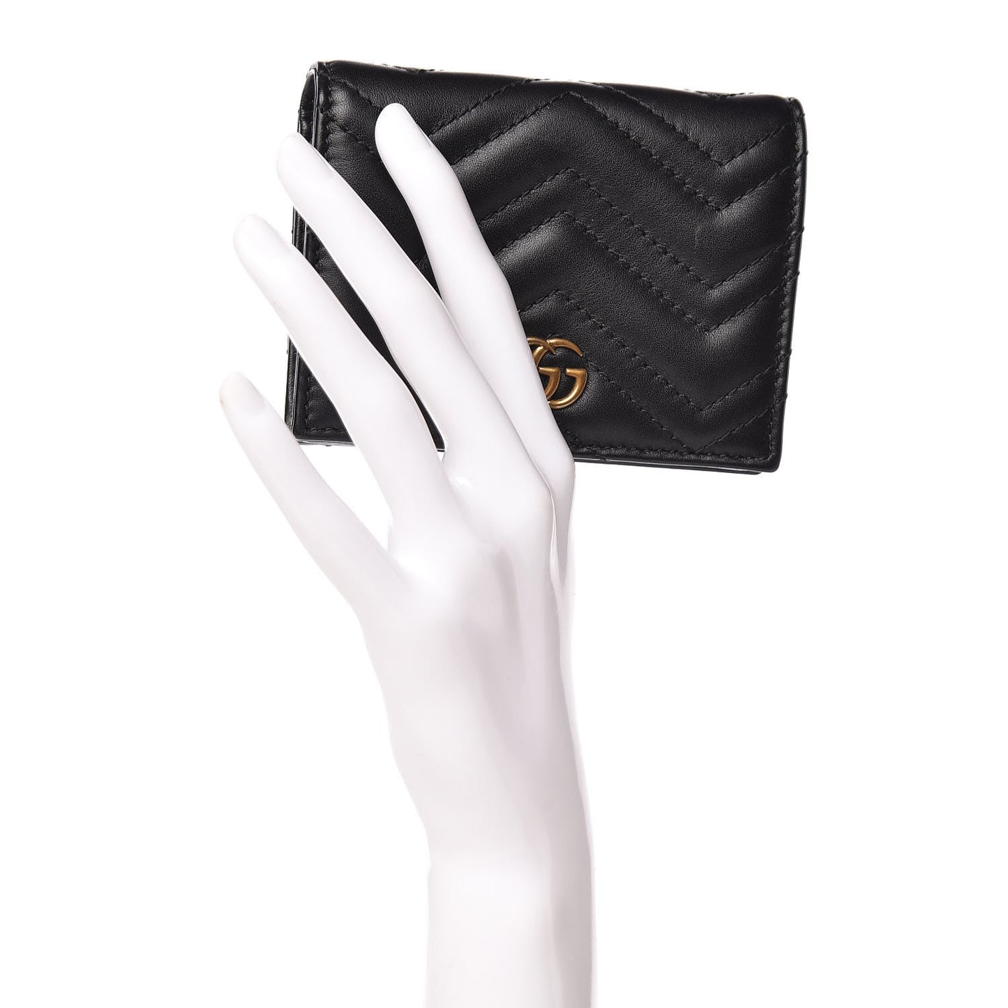 Calfskin Matelasse GG Marmont Card Case Wallet Black