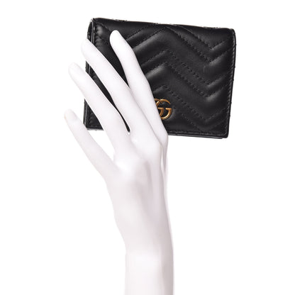 Gucci Calfskin Matelasse GG Marmont Card Case Wallet Black 2 of 10