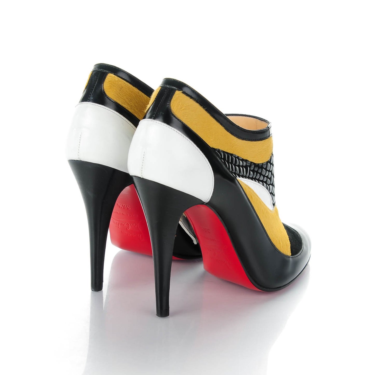 Pony Hair Calfskin JS 100 Patchwork Booties 36.5 Multi Gold