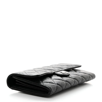 Chanel Caviar Quilted Large Gusset Flap Wallet Black 4 of 8