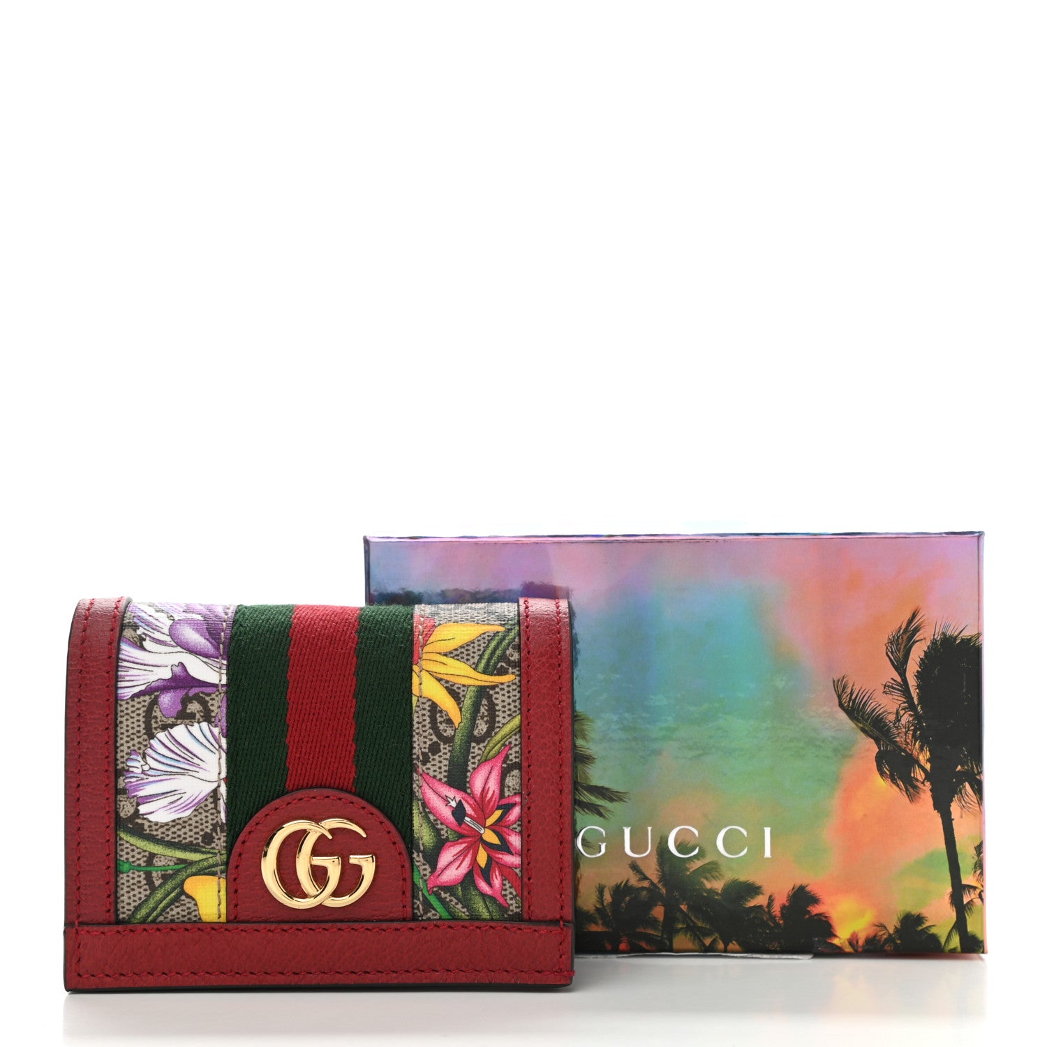 Gucci GG Supreme Monogram Flora Web Ophidia Card Case Red 9 of 9