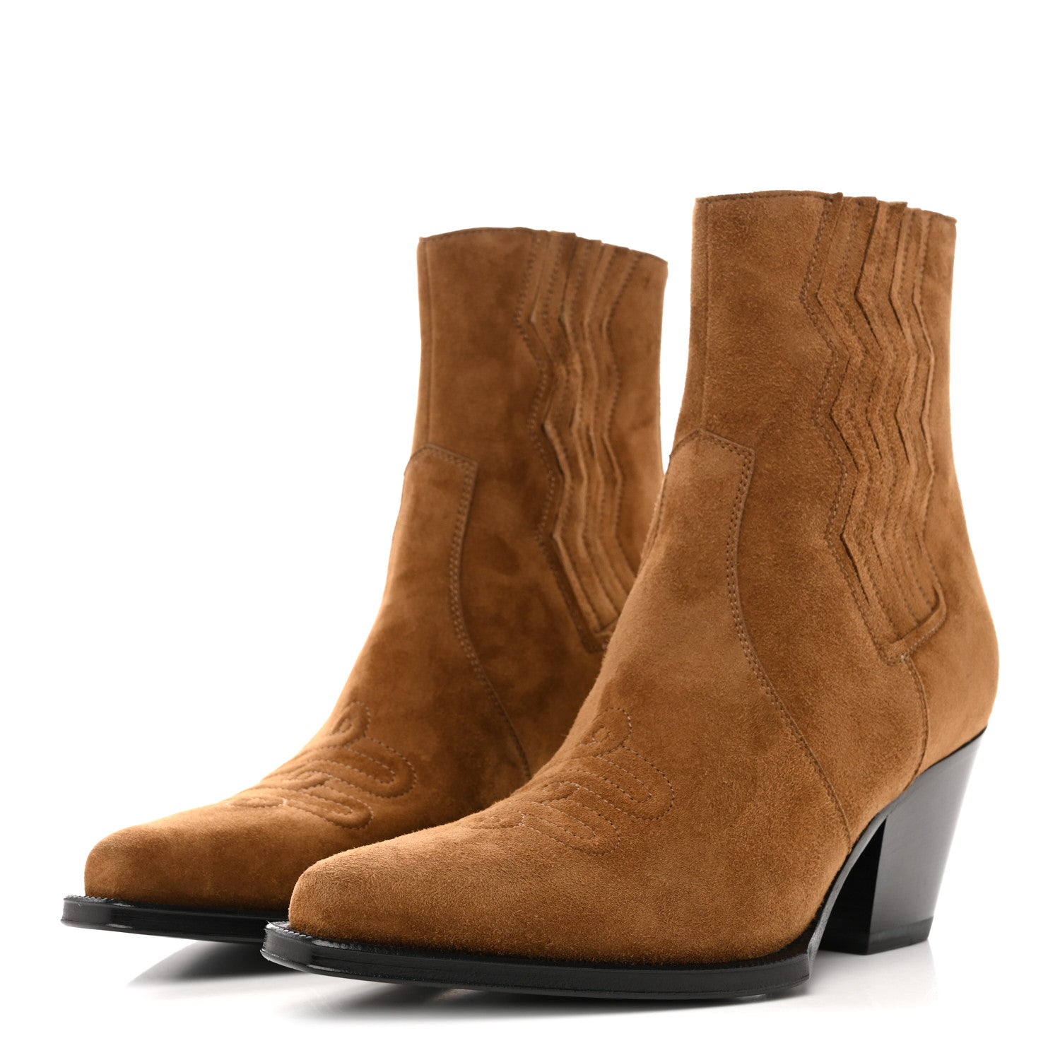Hermes Suede Goatskin Womens Vegas Ankle Boot 37.5 Brun Fume 4 of 10