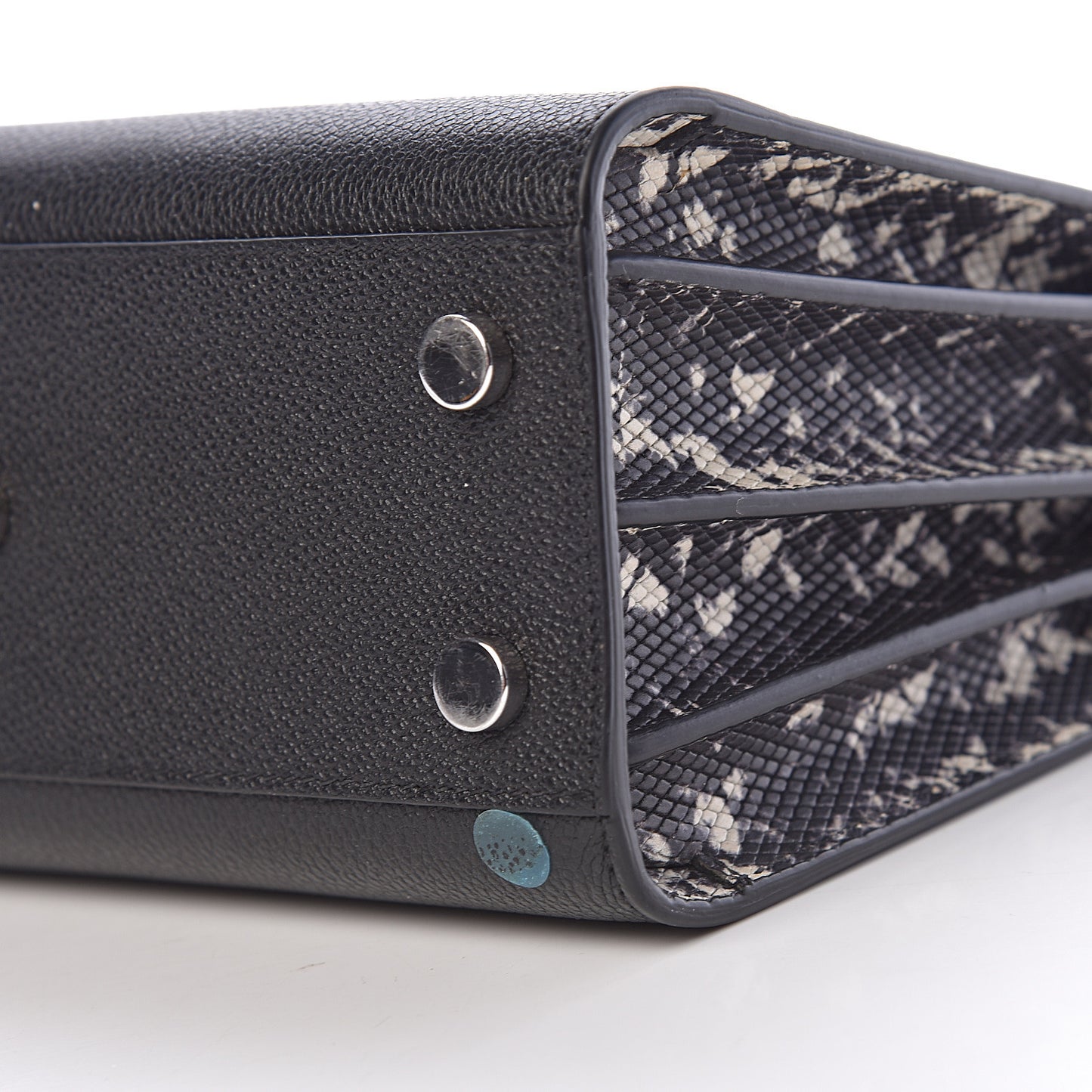Grained Calfskin Python Embossed Nano Sac De Jour Black