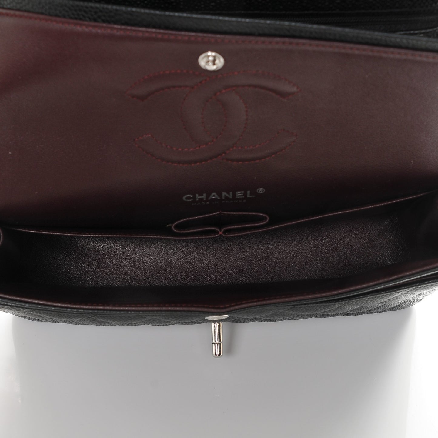 Caviar Quilted Medium Double Flap Black