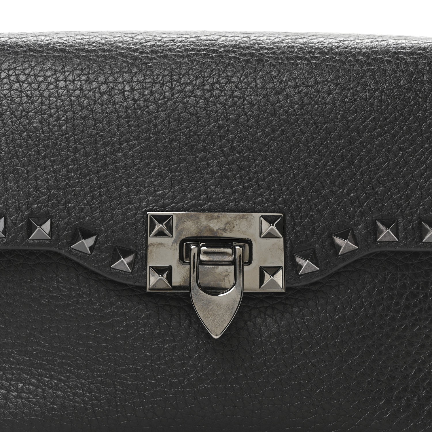 Valentino Garavani Pebbled Calfskin Monochrome Medium Rockstud Flip Lock Crossbody Bag Black 7 of 9