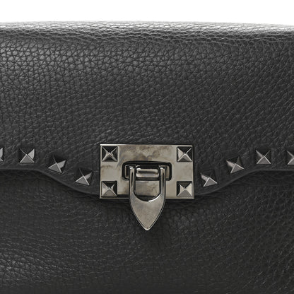 Valentino Garavani Pebbled Calfskin Monochrome Medium Rockstud Flip Lock Crossbody Bag Black 7 of 9