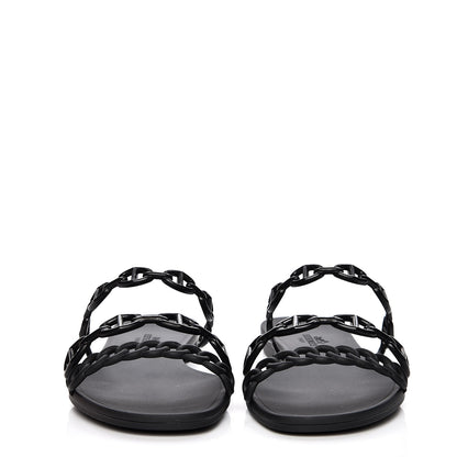 Hermes Rubber Chaine d'Ancre Rivage Sandals 37 Black 2 of 8