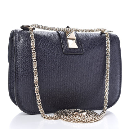 Valentino Garavani Pebbled Calfskin Small Glam Lock Rockstud Flap Deep Denim 3 of 9