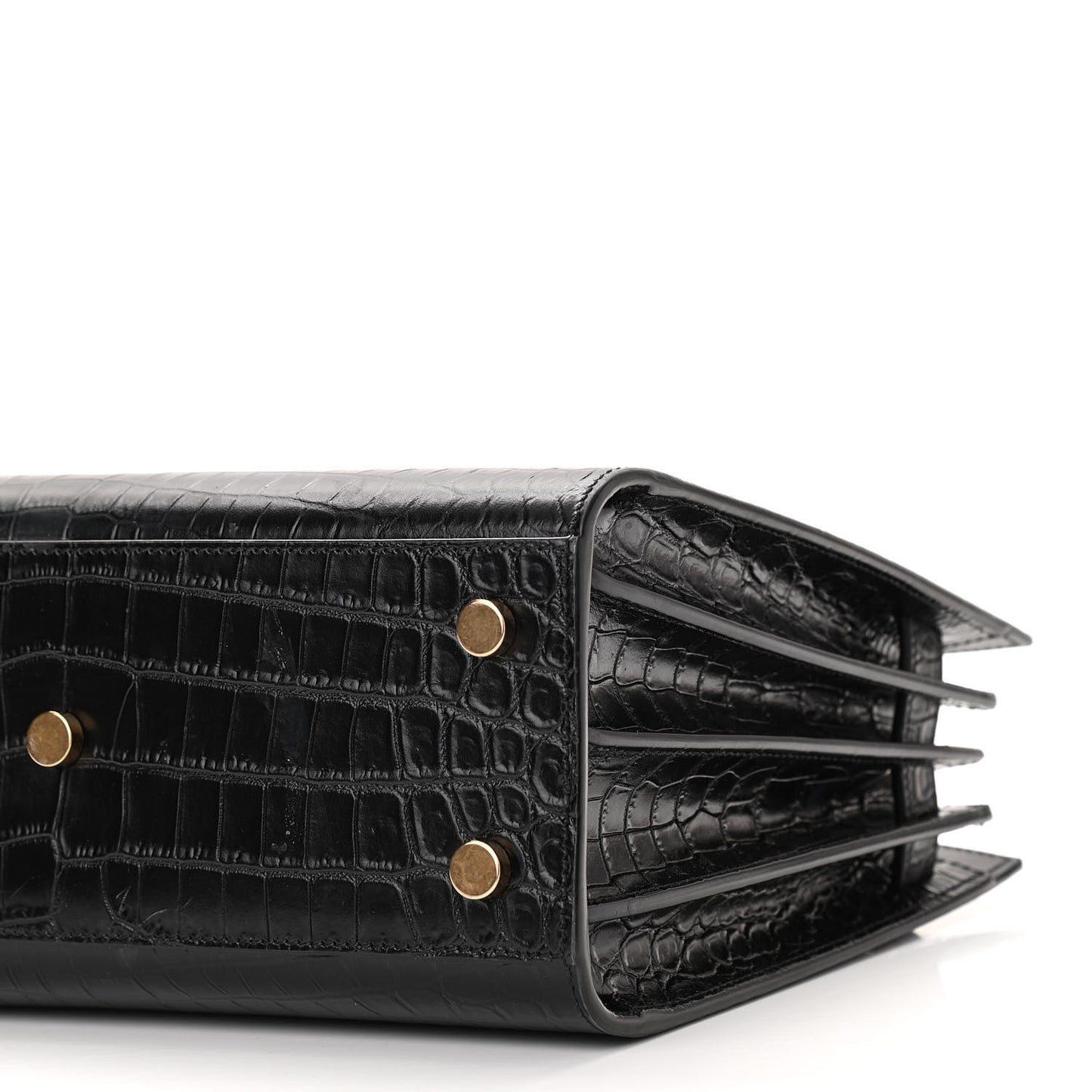 Calfskin Crocodile Embossed Baby Sac De Jour Black