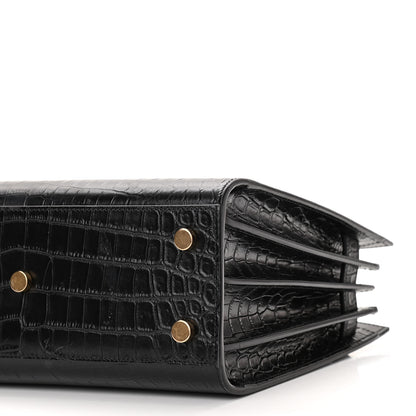 Saint Laurent Calfskin Crocodile Embossed Baby Sac De Jour Black 9 of 9