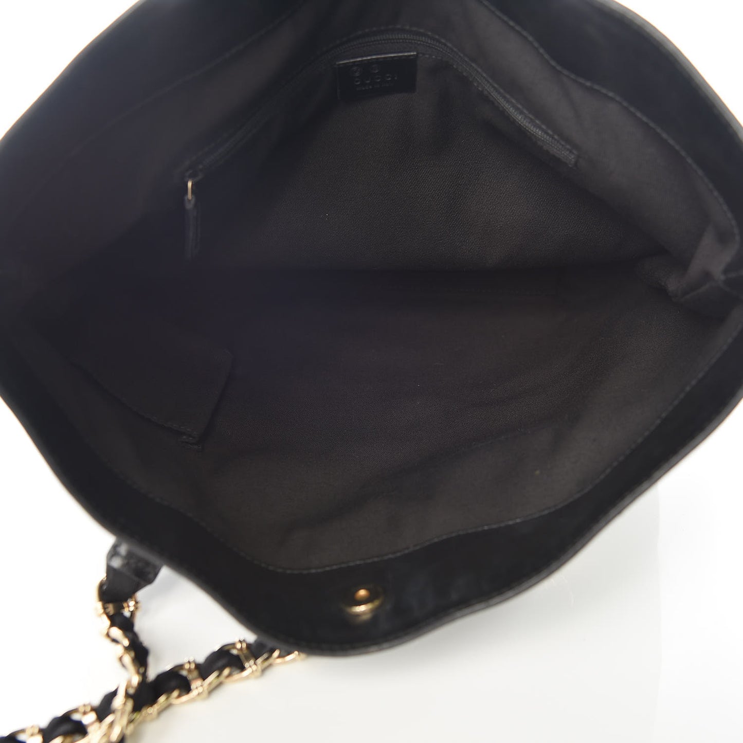 Denim Monogram Chain Bucket Tote Black