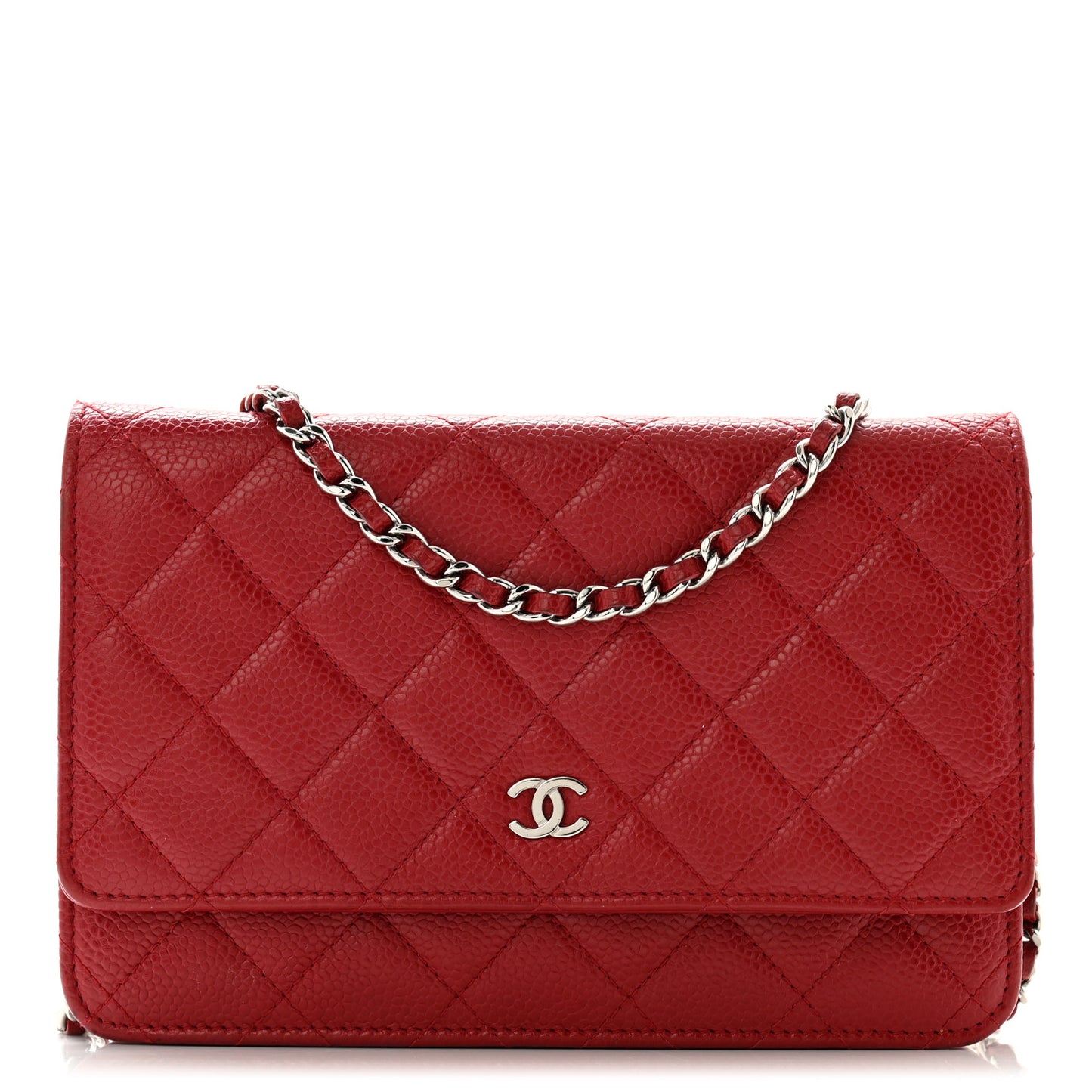 Caviar Quilted Wallet on Chain WOC Red