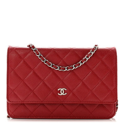 Chanel Caviar Quilted Wallet on Chain WOC Red 1 of 12
