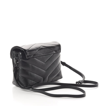 Saint Laurent Calfskin Y Quilted Monogram Toy Loulou Crossbody Bag Black 2 of 9