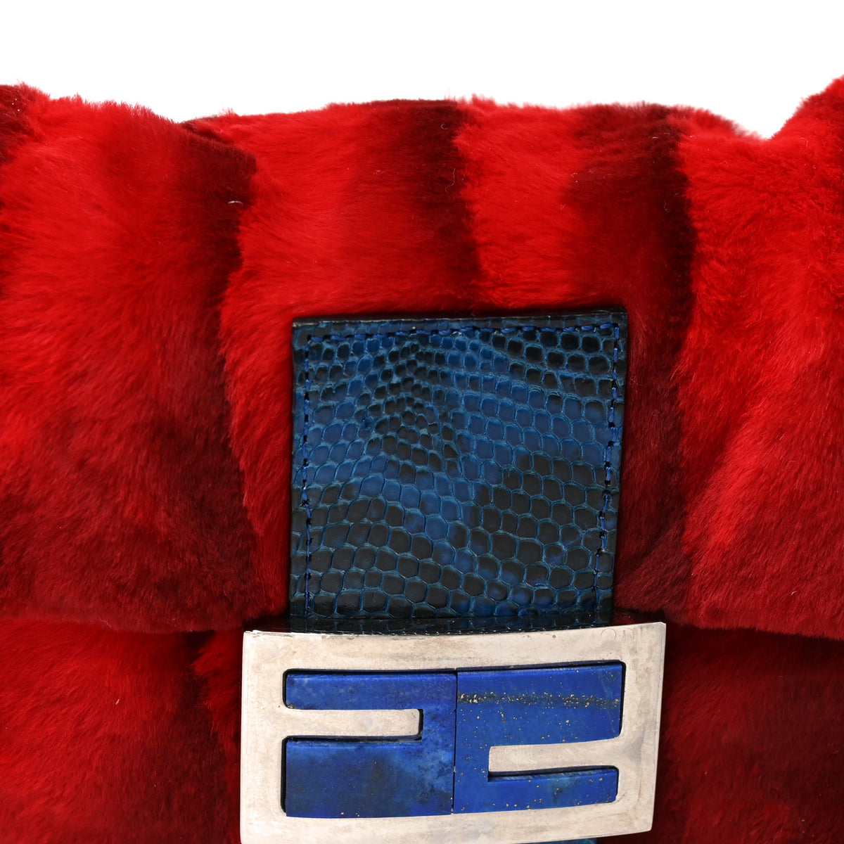 Rabbit Fur Lizard Baguette Blue Red