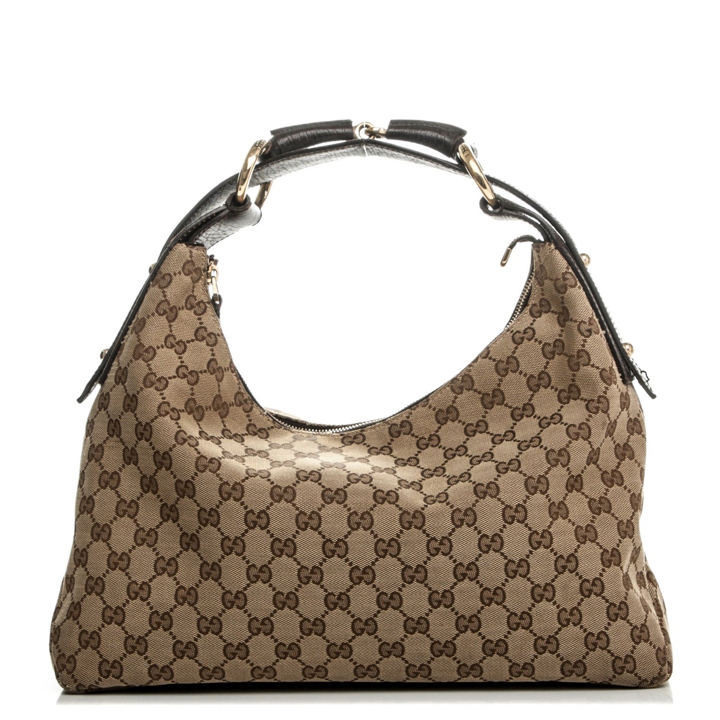 Monogram Medium Horsebit Chain Hobo Dark Brown