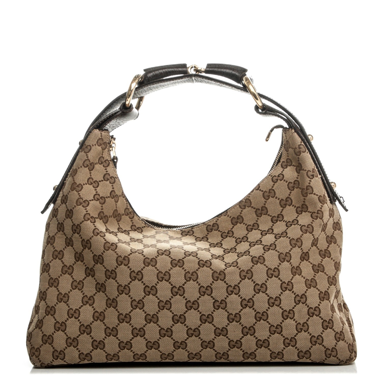 Gucci Monogram Medium Horsebit Chain Hobo Dark Brown 1 of 8