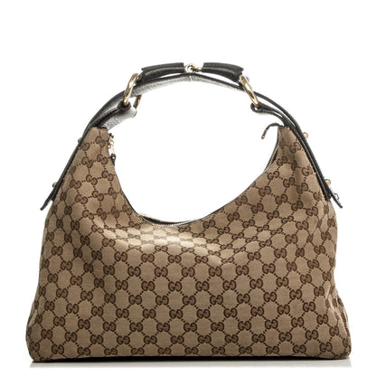 Gucci Monogram Medium Horsebit Chain Hobo Dark Brown 1 of 8