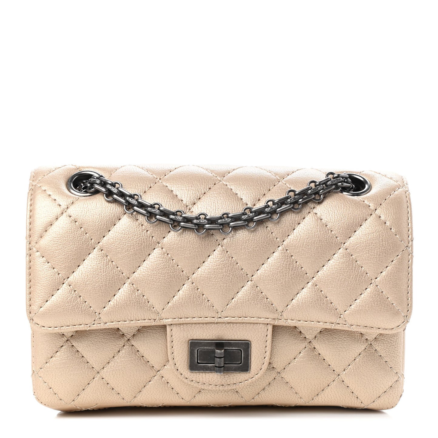 Metallic Sheepskin Quilted 2.55 Reissue Mini Flap Beige