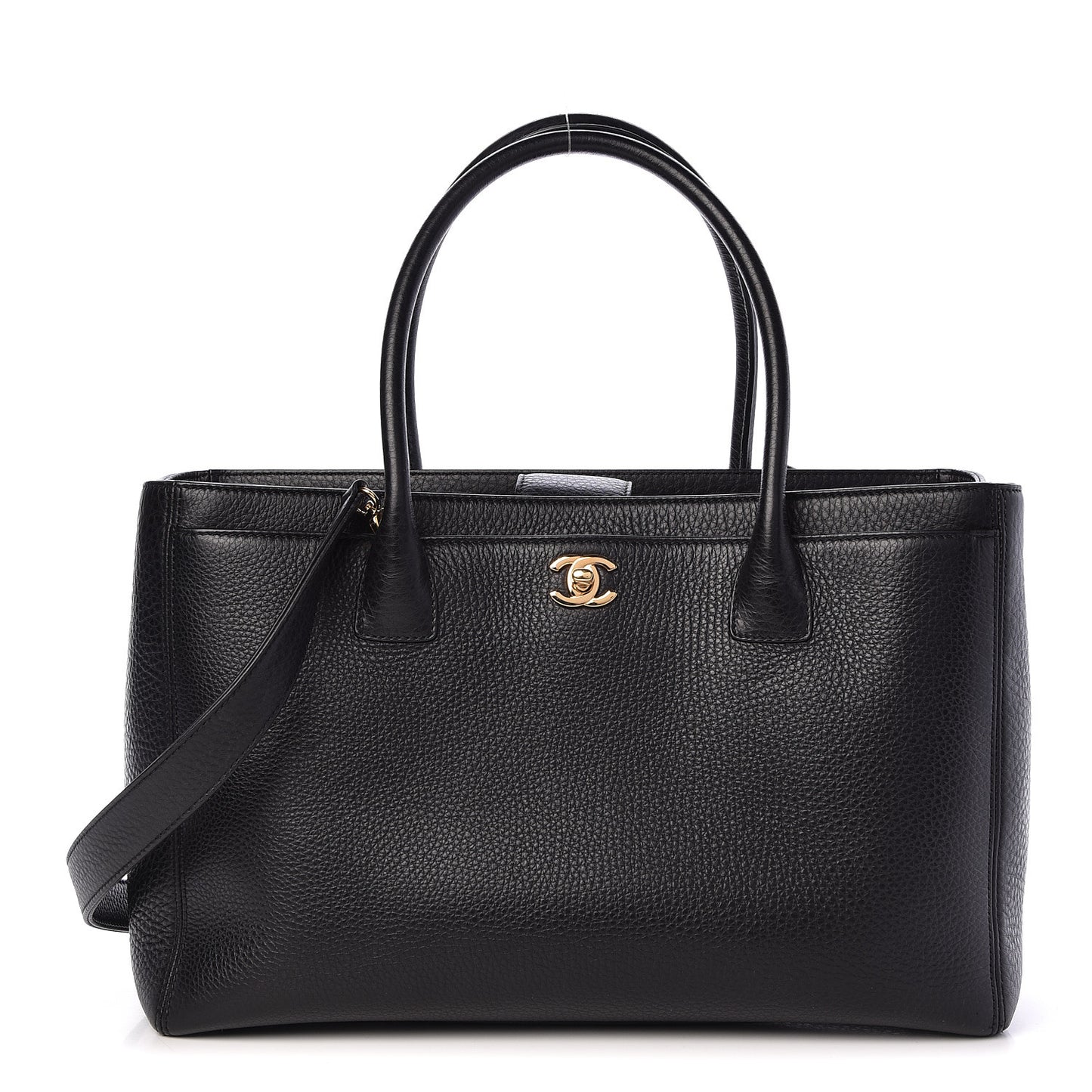 Calfskin Cerf Executive Shopper Tote Black