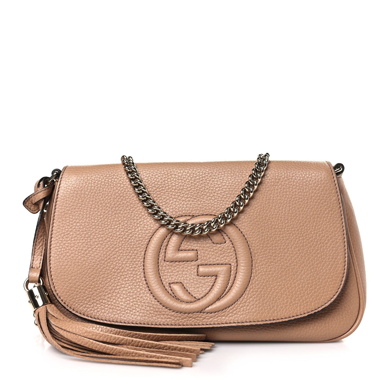 Gucci Pebbled Calfskin Medium Soho Flap Crossbody Camelia 1 of 9