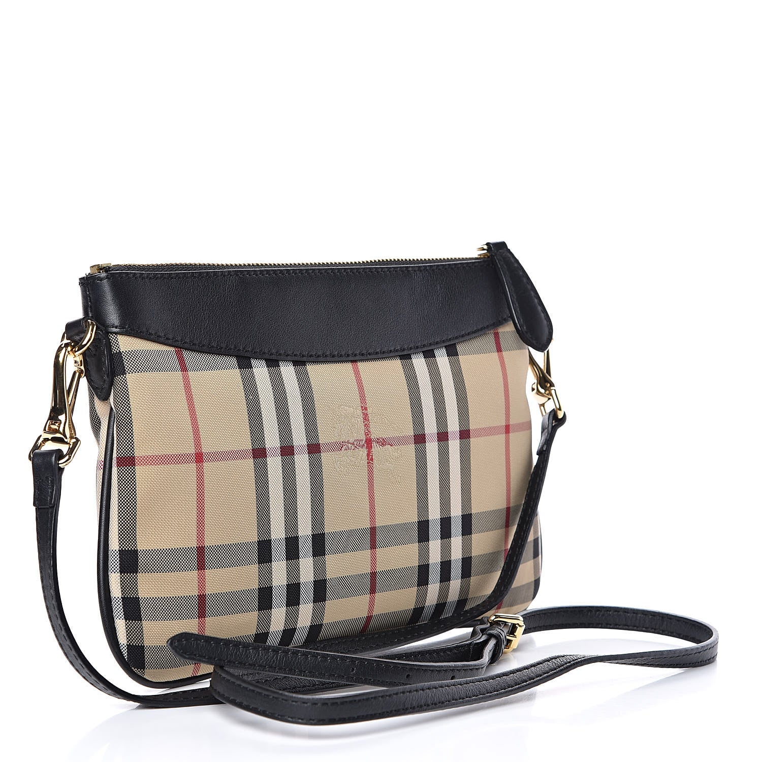 Burberry Horseferry Check Peyton Crossbody Clutch Bag Black 3 of 12