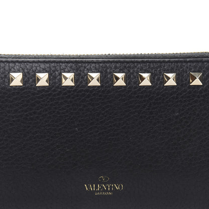 Valentino Garavani Pebbled Calfskin Rockstud Zip Around Wallet Black 11 of 12